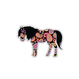 Black Paisley Horse Sticker
