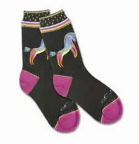 Laurel Burch Rainbow Horse Crew Socks