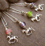 Glass Bead Necklace with Horse Charm